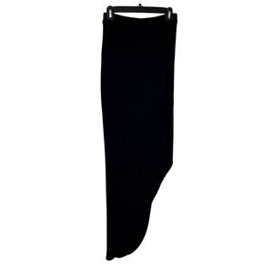 BCBGMaxazria Lia Asymmetrical Wrap Knit Pull On Black Midi Skirt Size Small